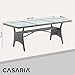 Casaria® Polyrattan Gartentisch 190x90x74cm mit Ablage Glas Tischplatte Höhenverstellbar Wetterfest Garten Terrasse Balkon Tisch Esstisch Gartenmöbel Grau