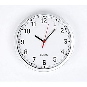REAL ACCESSORIES Office Wall Clock, School Wall Clock, Stylish Modern Clock with Easy Readable Big Numbers 22.5cm Round Wall Clock White
