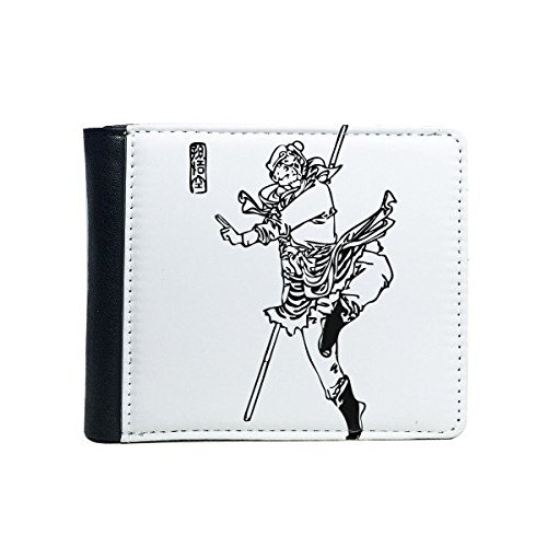 DIYthinkerMen's China Chinese Masterpiece Pilgrimage to The West Figure Sun Wukong Line Drawing Flip Bifold Faux Leather Wallet Multi-Function Card Purse Gift One Size Multicolor