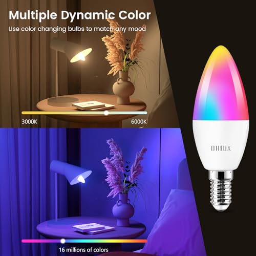 OHLUX Smart Candelabra LED Light Bulbs, 4W 40W Equivalent E12 Base, Compatible with Alexa Google Assistant, Color Changing Bulbs with 16 Million Colors, 2.4GHz WiFi, 4 Pack - Image 3