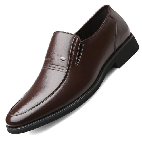 Dress Formal Shoes for Mens Business Non Slip Low Top Block Heel Anti-Slip Shoe Wedding Synthetic Pu Leather Slip On Plain Toe