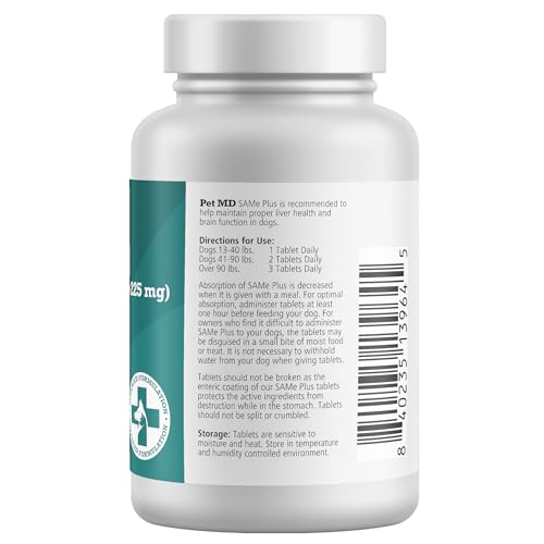Pet MD Same Plus S-Adenosyl for Dogs 225 MG Hepatic Liver Supplement and Cognitive Support - 60 Count - Thumbnail 3