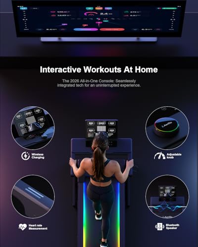 Image of Treadmill for Home with 20% Auto Incline, 20 inch Extra Wide Running Belt, 12.4 MPH High Speed Folding Treadmill, Kinomap App & Wireless Charging, 3.5HP Power Running Machine