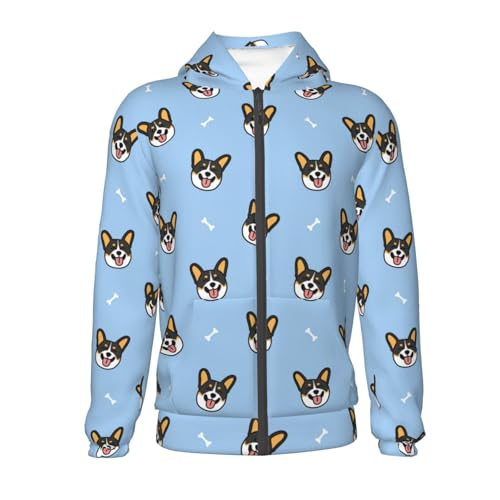 Corgi Dog Kid Hoodies Boys Zip Up Sweatshirts Girls Pullover with Pocket2