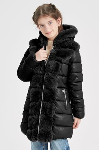 Giolshon Winter Girls Thickened Puffer coat shining Padded jacket Kids Ski Snow Outwear with Faux Fur Collar 76954