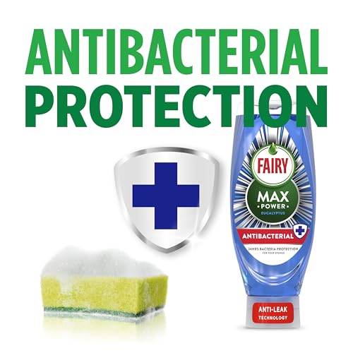 Image of Fairy Max Power Washing Up Liquid Antibacterial 8 x 545ML, Easy & Effortless Cleaning, Even On Your Greasiest Pots & Pans