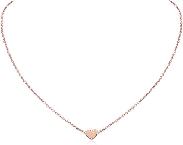 ChicSilver Delicate Heart/Crescent Moon/Star Necklace for Women 40+5cm(Extended) Rolo Chain 925 Sterling Silver/Gold/Rose Gold Plated Minimalist Jewelry(with Gift Box)