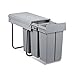 Produktbild Relaxdays Mülltrennsystem 30 Liter, HxBxT: 41,8 x 26 x 48 cm, 3 x 10 L, Deckel, für Küchenschrank, Kunststoff, grau