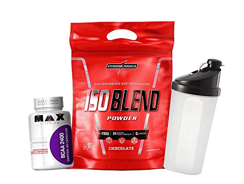 Super Kit Integralmédica Whey Iso Blend + Bcaa + Coqueteleira (Morango)