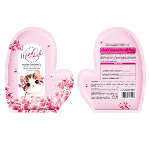 Moily 10Pcs Moisturizing Hand Mask with Sakura Extract – High Hydration, Nourishing Care for Dry Skin, Light Fragrance, Suitable for All Skin Types Pink One Size