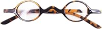 Vista 8 de Small Round Retro Reading Glasses Mens Womens Spring Hinge Readers (Two pairs/Leopard + Black, 1.50)