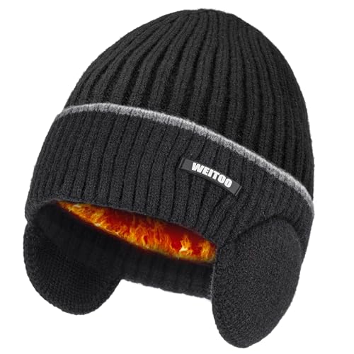 Bonnet d'hiver unisexe en tricot thermique avec cache-oreilles
