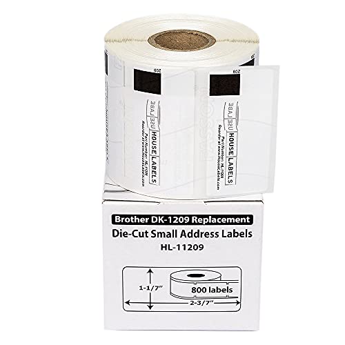 HOUSELABELS Compatible with DK-1209 Replacement Roll for Brother QL Label Printers; 800 Address Labels; 1-1/7