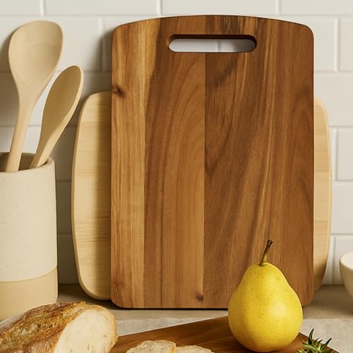 Tabla de Cortar de Madera de Acacia con Mango 34.93x24.77x3.05 cm miniatura 3