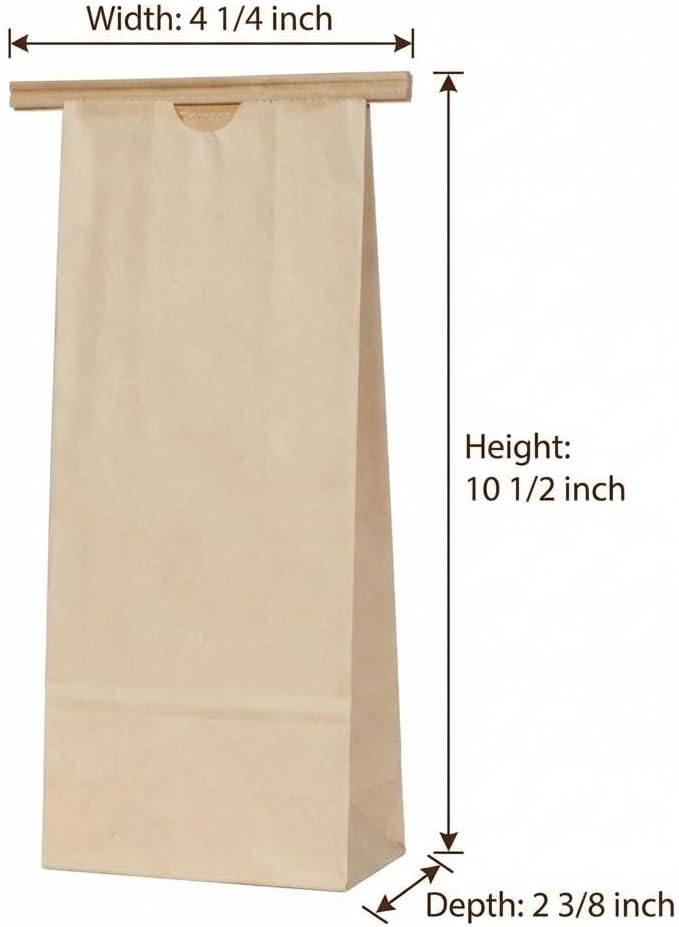 AwePackage Kraft Paper Grease Resistant Tin Tie Bag with Poly Liner (100, 16 oz(1 lbs))