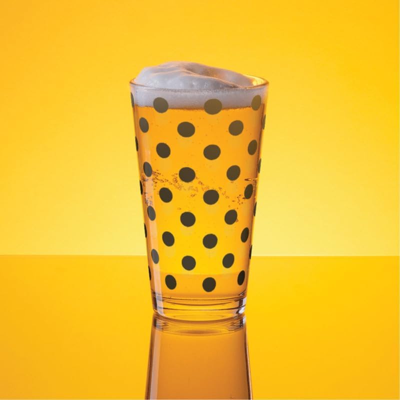 Polka Dots Pint Glass, Polka Dot Pint Glasses, 16oz Printed Pint Glass (4 Pack Black Polka Dots)