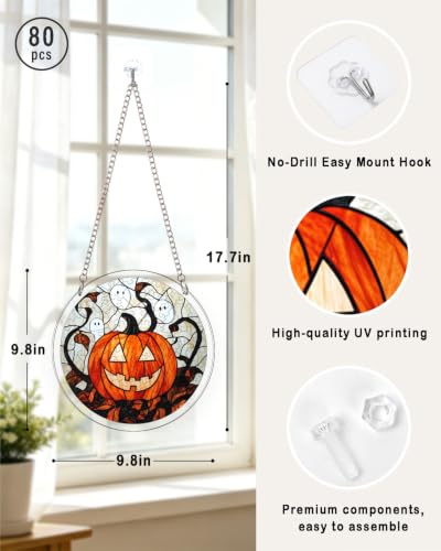 Image of Acrylic Jigsaw Puzzle Suncatcher Ghost Pumpkin Adult Puzzles Gifts 9.8 inch