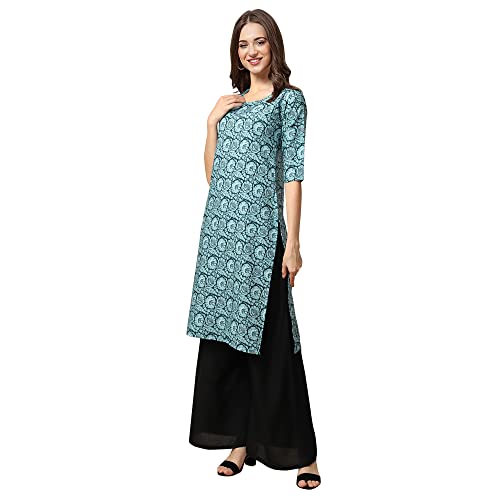Image of Pinkmint Women's Crepe Grey Color Floral Printed Straight Kurti[NB-530357]