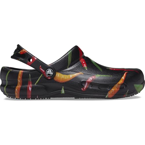 Image of Crocs Unisex-Adult Bistro Graphic Clogs, Slip Resistant Work Shoes, Pepper /Black, 8 Men /10 Women