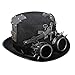 GRACEART Unisex Steampunk Top Hats with Goggles for Women Men