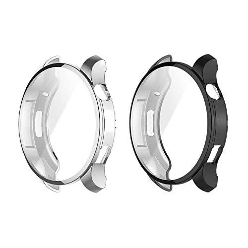 LICHIFIT Amazfit GTR4用保護ケース カバー TPUフレーム 強化ガラスフィルム 一体型 スマートウォッチカバー 脱着簡単 耐衝撃 傷防止軽量 おしゃれ アクセサリー (ブラック+シルバー)