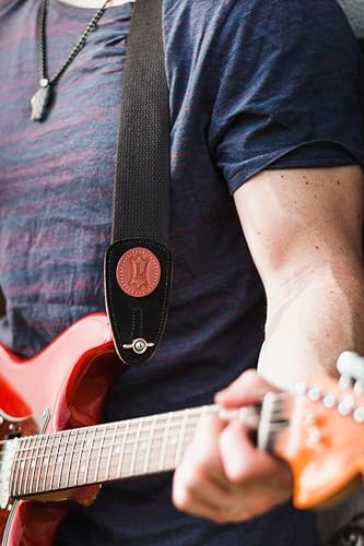 Levy's Pulseira de guitarra de algodão Leathers MSSC8-BLK Signature Series, preta