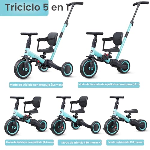 newyoo - Triciclos para niños de 1 a 3 años, bicicleta para niños pequeños, regalo de cumpleaños y juguete para niños y niñas, triciclo para niños pequeños con mango de empuje para padres, triciclo