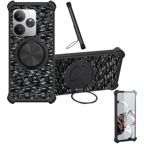 �Ή� Realme Gt 6 Gt6 �P�[�X Phone Case [1�� 9H+�d�x���� �K���X�t�B����][360°��]���X�^���h�A�}�O�l�b�g��]CX-11-HEI