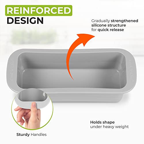 Silicone Loaf Pan (Medium) Non-Stick Oven Dish - Professional Bakeware Baking Mould For Cakes Pies Breads - Microwave Dishwasher Freezer Safe - Quick Release - 9.0" X 3.9" X 2.7" By Cook’n’chic #TOP3