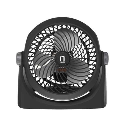 Navia CEN-1010 Ventilador Escritorio o Piso, 3 Velocidades, Cabezal 360°, Silencioso y Potente, Negro, 10'