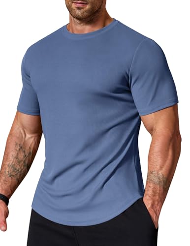 Image of COOFANDY Mens Muscle T Shirts Short Sleeve Slim Fit Tshirts Gym Workout Athletic Crewneck Shirt