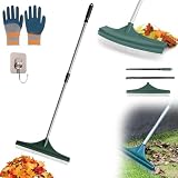 Multi-Purpose Lawn & Carpet Grooming Rake, 2-in-1 Artificial Grass Brush & Turf Dethatcher, Sturdy Tines & Adjustable Handle to Groom Carpets, Gather Leaves & Pet Hair (1 pcs)
