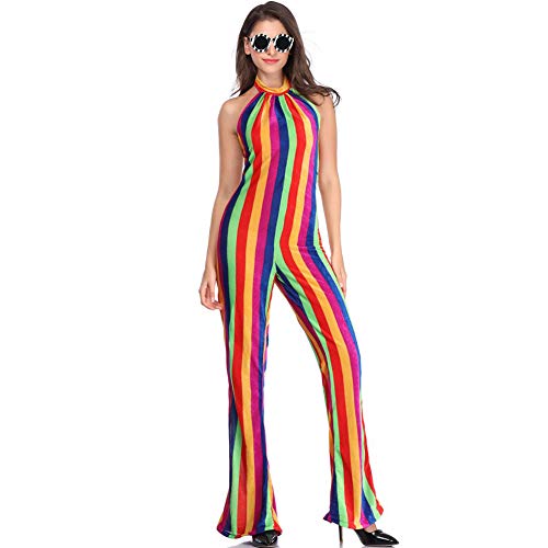La mejor comparación de Vestido palabra honor de esta semana. 33 El Arco Iris Raya Funcionamiento De La Etapa Mono Impreso Disfraz De Halloween Sexy Vestido Palabra De Honor,Picture color,XL