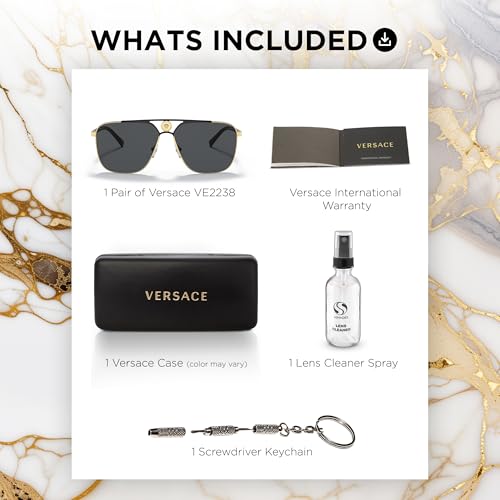 VERSACE VE2238 MEDUSA RECTANGLE Shape Sunglasses with Luxury Eyewear kit4