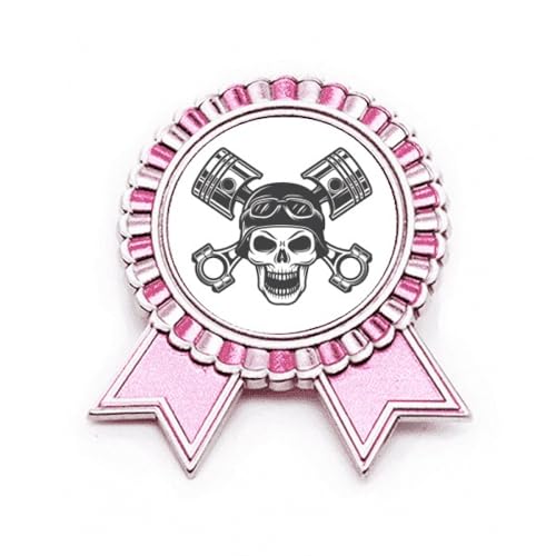 Broche squelette moto en métal rose avec lumières scintillantes et lunettes au style custom