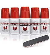 Sularpek Lot de 5 colle pour faux ongles, 5 g Nail Bond Colle avec un pinceau, rapide et facile à sécher.