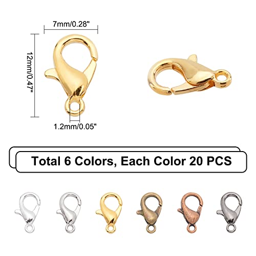 Ph Pandahall 120Pcs Lobster Claw Clasps, Tibetan Alloy Jewelry Clasps Metal Lobster Clasps Fastener Lobster Hooks For Necklaces Bracelet Jewelry Making (12X7Mm) #TOP3