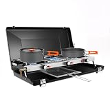 Barbecue a gas pieghevole da campeggio, 3 fuochi, 4,5 kW, portatile, con protezione dal vento, fornello da campeggio per pic-nic, escursioni, antiruggine e facile da pulire, 56,5 x 30 cm
