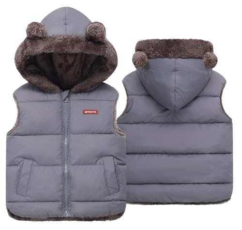 Happy Cherry Toddler Kids Puffer Hooded Vest Down Fleece Lined Jacket Windproof Coat for Winter Fall Spring