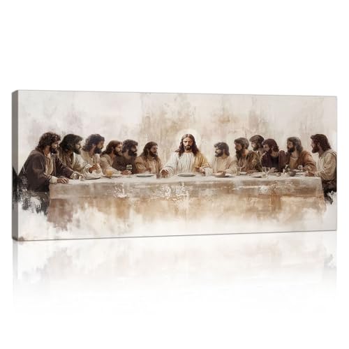 Ultima Cena Grandi Quadri Moderni Soggiorno, Cristiano Classico Gesù Stampe da Parete Quadro Moderno Religioso Cristo Immagine Pittura su tela Camera da letto Chiesa Sala di Preghiera Decor 120x50cm