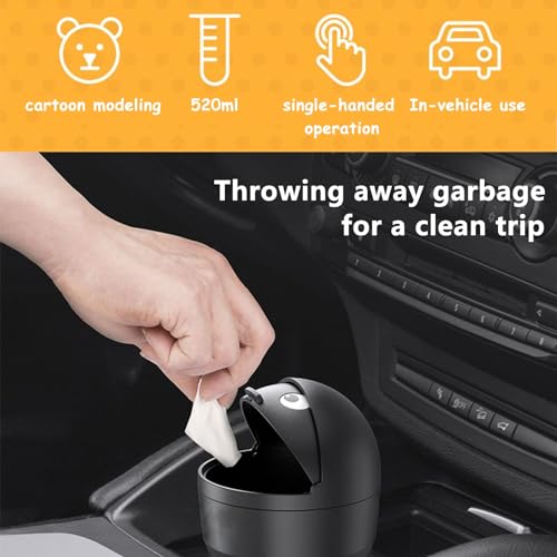 Image of vvag Car Bin with Trash Bags，Cute Car Trash Can with Lid，Flip-top Design Car Bins for Front of Car，Small Trash Can Organizers for Car, Office, Home(1 PC Car Bin with 5 Rolls Trash Bags)