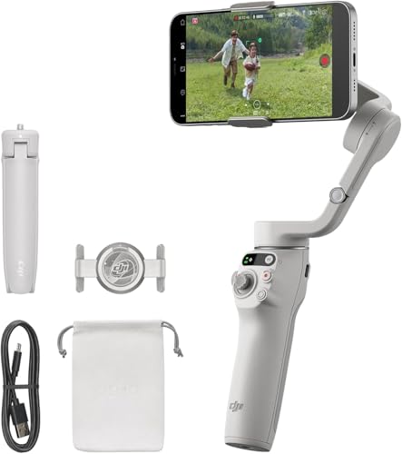DJI Osmo Mobile 6 - Cardán móvil de 3 ejes, seguimiento de objetos, barra de extensión integrada, portátil y plegable, Android y iPhone, estabilizador de vlogging, YouTube TikTok Video, gris platino
