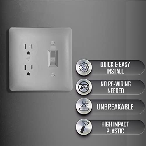 Image of TayMac 2400W 2000 Series Masque 2-Gang Paintable Decorator Duplex Electrical Outlet Cover and Toggle Switch Wall Plate, 2-Pack, White