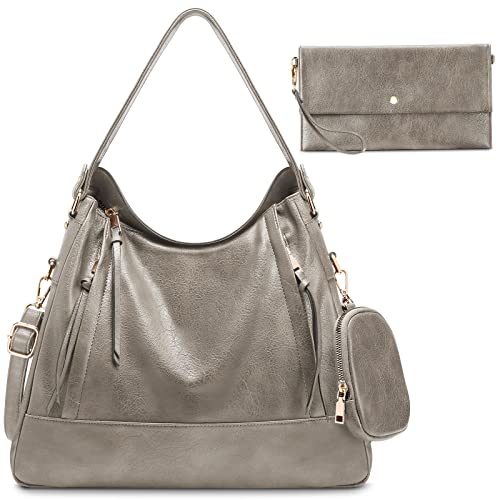 Jocose Moose Grand Capacité Rétro Sac à Main Femme,PU Cuir Sac Bandoulière Femme,Mode Ensembles de Sac Cabas Fourre-Tout Portefeuille 3pcs Cover