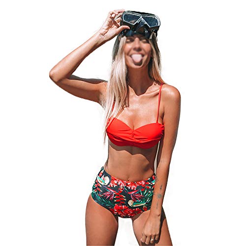 Costume da bikini: il nostro bikini utilizza un classico design a due pezzi. Costume da bagno, tracolla regolabile, facile da regolare nel modo più comodo. Può essere abbinato a pantaloncini di jeans, gonne corte, giacche e altri vestiti diversi!