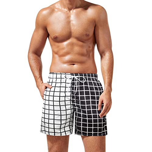 Men's Flat Front Shorts Mens Casual Fashion Pant Short Lace Up Seaside Printed Holiday Beach Pant Swimming Shorts Black #TOP28