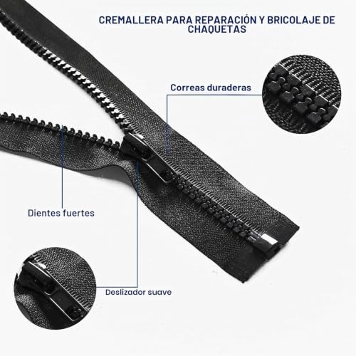 Miniatura 6 de Sawaoke 2 Piezas 5 58 Cm Chaqueta Separada Con Cremallera De Plástico Negro - Para Costura, Sastre, Bricolaje Y Ropa