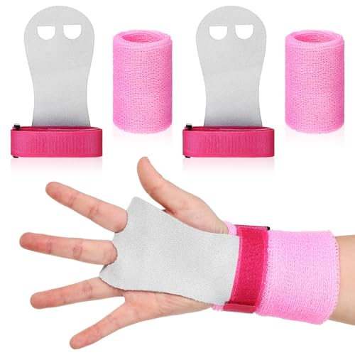 4 Pcs Gymnastics Grips Wristbands Workout Grips Palm Grip Palm Protection and Wrist Support Bands for Exercise ,Weight Lifting
