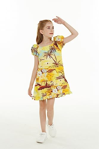 Girl Hawaiian Simple Muumuu Dress in Sunset and Dolphin2