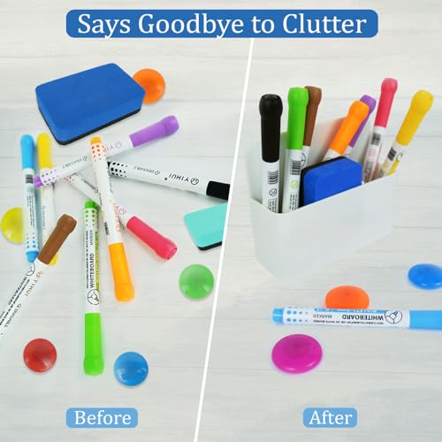 Morocket 18 Stück Whiteboard Zubehör, mit 2 Stifthalter Magnetisch mit 2 Whiteboard Schwamm, 8 Stifte Marker, Stifthalter Magnetisch für Schule, Kühlschrank, Büro